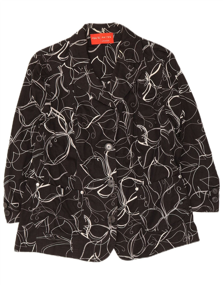 Jaqueta blazer feminina Perte by Krizia com 3 botões Reino Unido 12 médio preto floral
