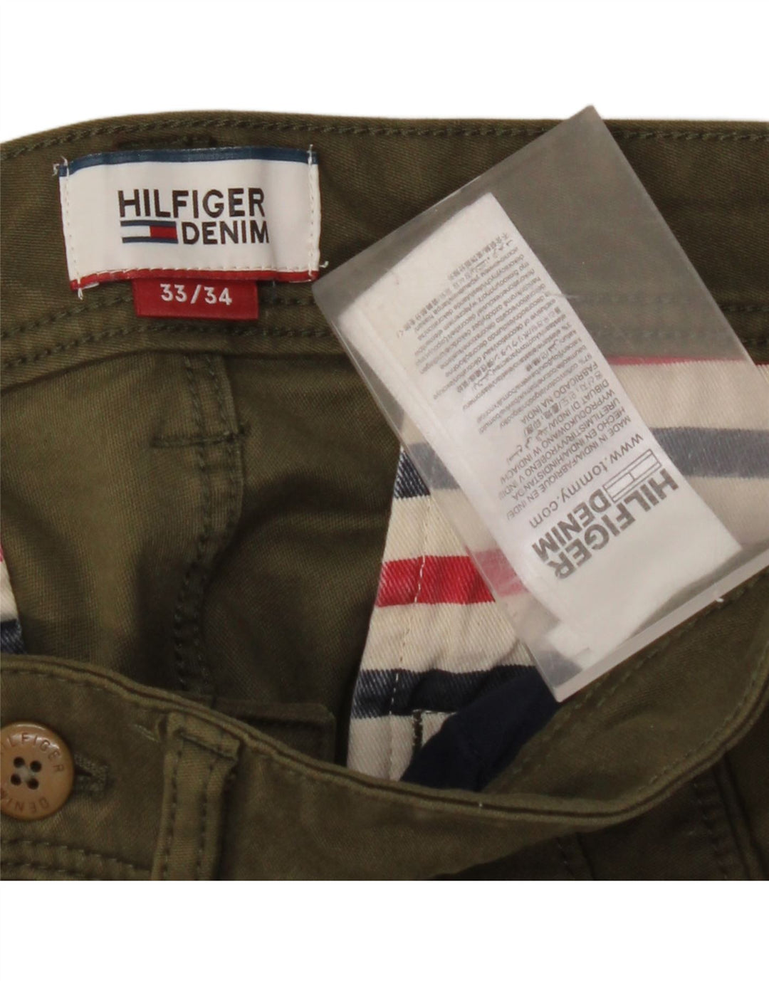 Calça Chino Masculina TOMMY HILFIGER W33 L31 Algodão Cáqui
