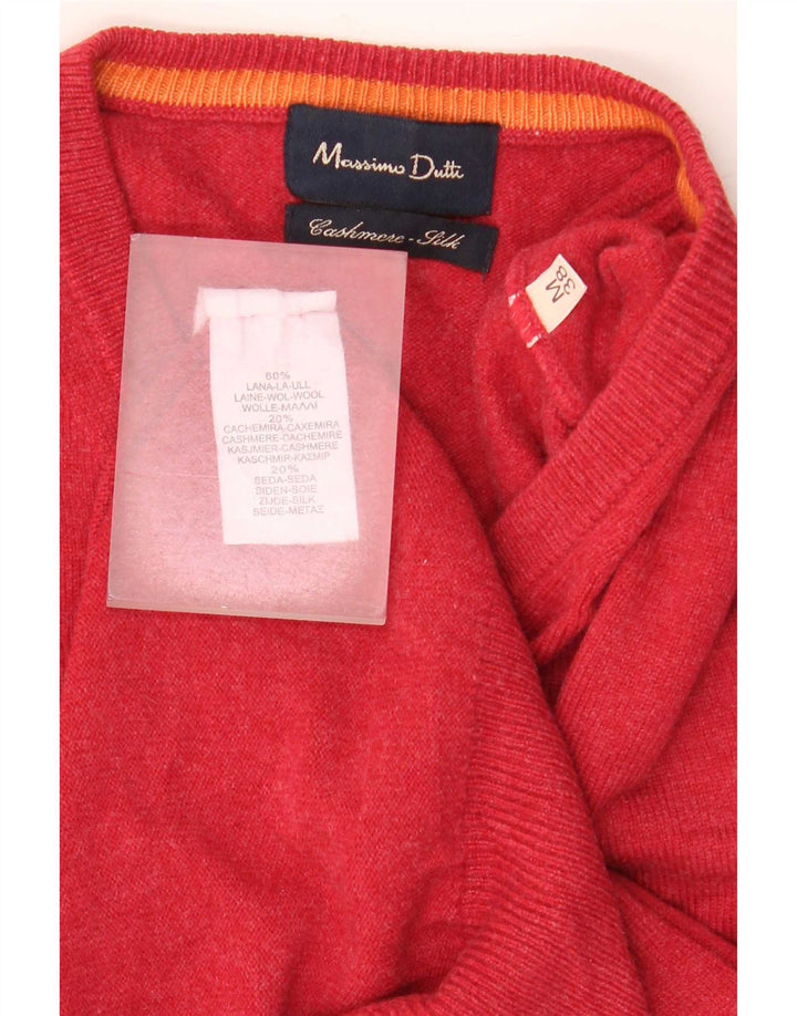 Suéter masculino Massimo Dutti com decote em V, lã vermelha média