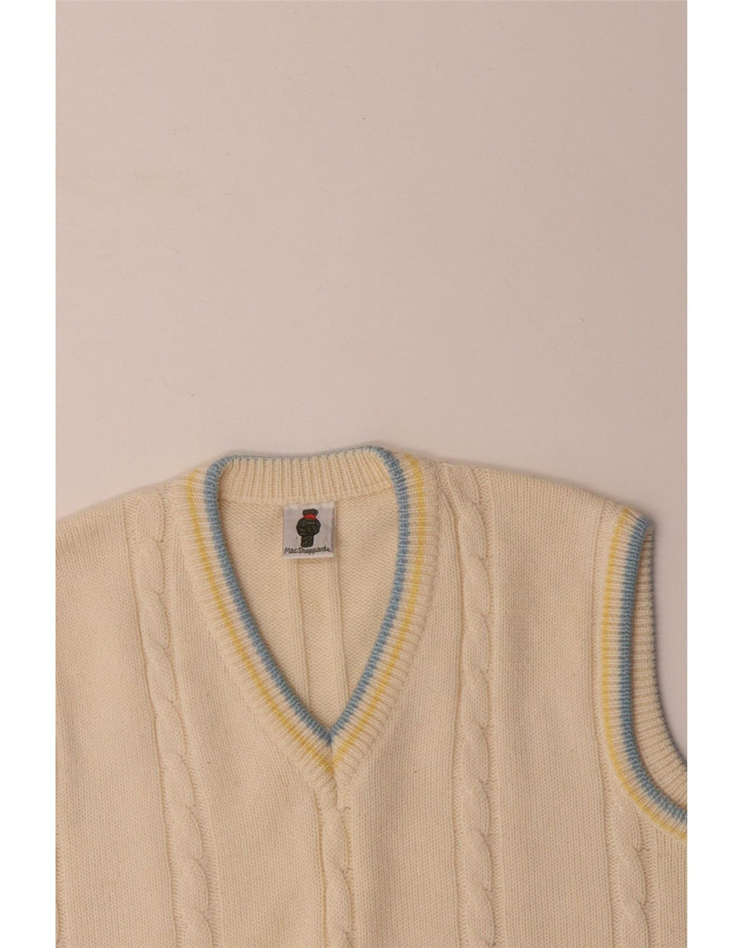 Regata masculina VINTAGE com colete médio off white poliacrílico