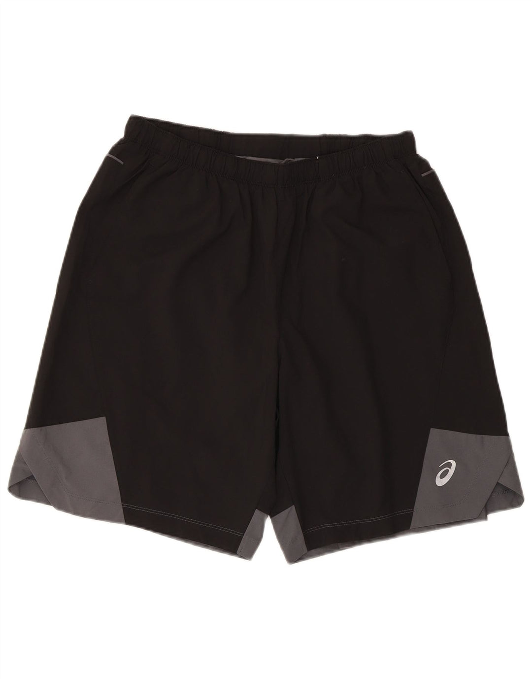 Shorts esportivos masculinos Asics médio preto colorblock poliéster
