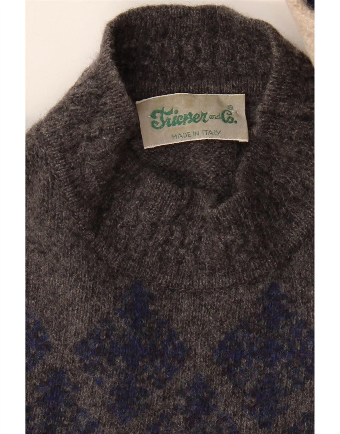 Suéter masculino VINTAGE com gola tartaruga XL bege Argyle/Diamante