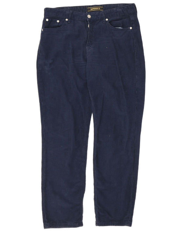Calça feminina regular de veludo Superdry W28 L30 algodão azul marinho