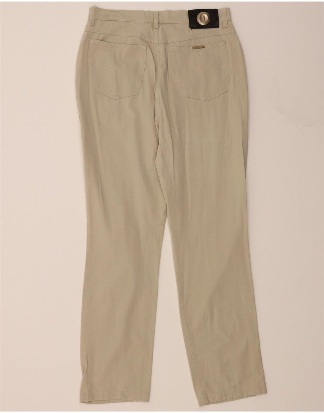 TRUSSARDI Womens Straight Casual Trousers W32 L30 Beige Cotton Vintage Trussardi and Second-Hand Trussardi from Messina Hembry 