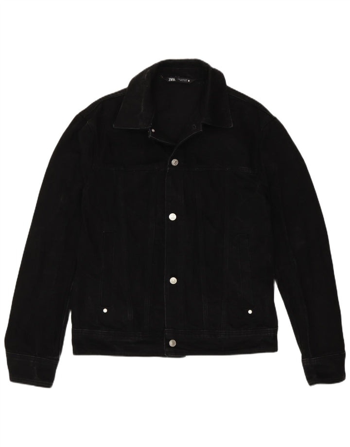 Jaqueta jeans masculina Zara UK 38 algodão preto médio