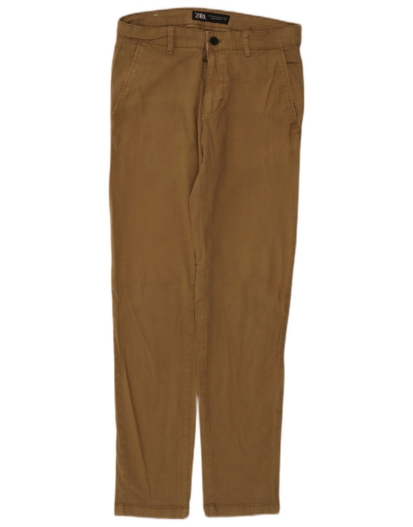 Zara Mens Slim Chino Calças EU 38 Pequeno W30 L30 Algodão Bege