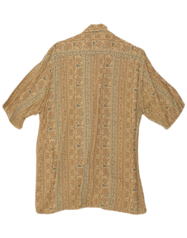 Camisa masculina vintage de manga curta grande bege floral