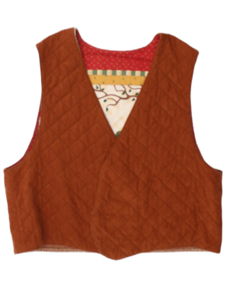 Colete gráfico feminino vintage UK 16 grandes retalhos multicoloridos