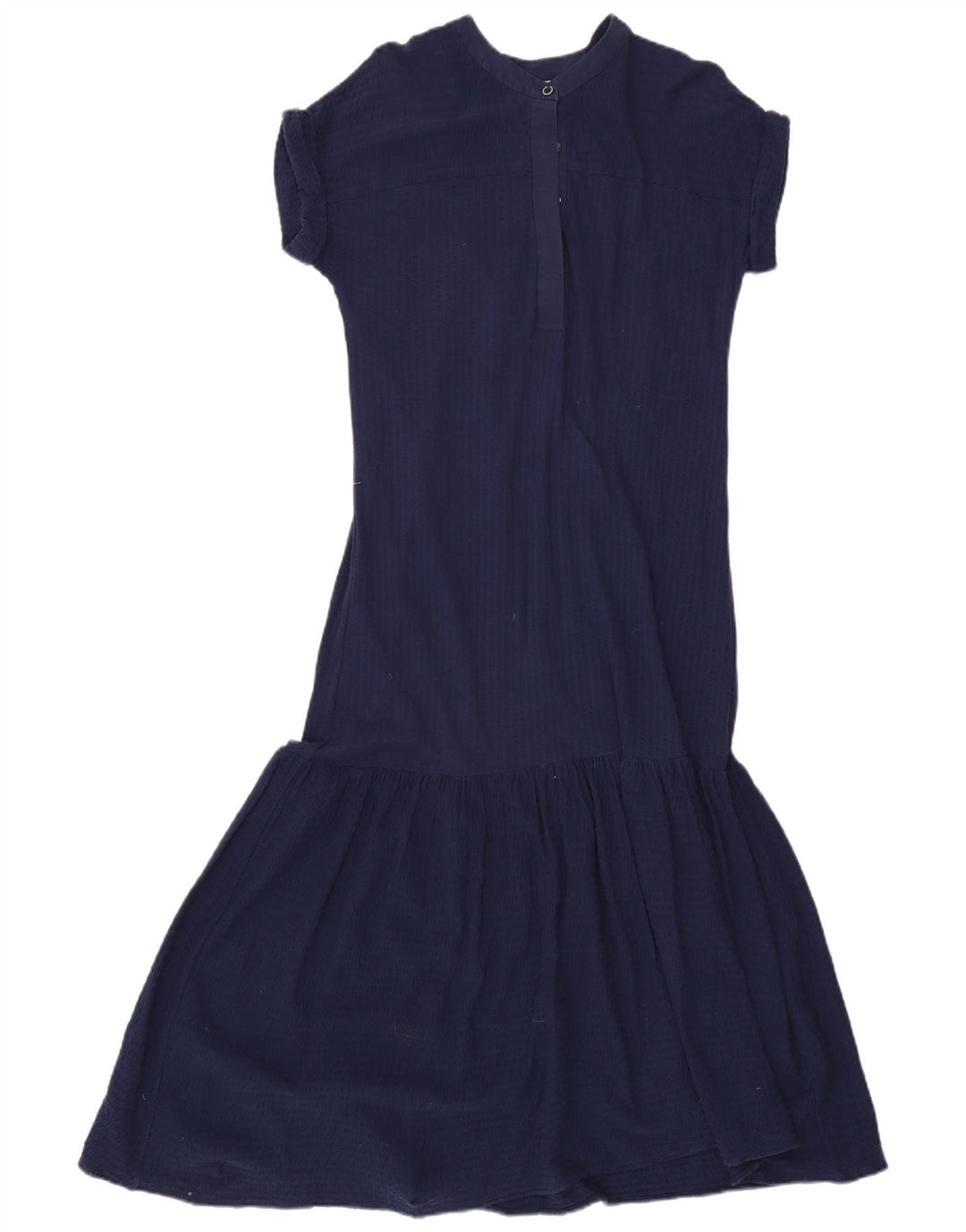 Vestido maxi feminino Jigsaw Reino Unido 10 pequeno algodão azul marinho