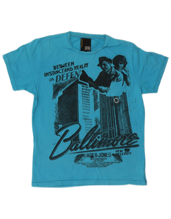 Camiseta masculina Jack & Jones Baltimore Graphic Top grande algodão azul