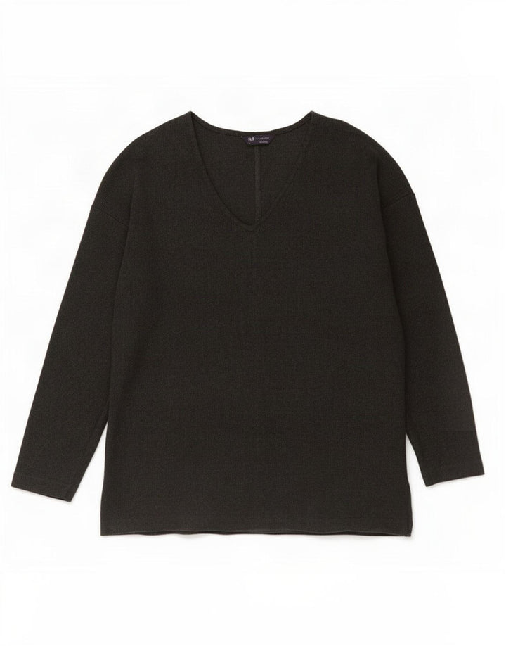 Marks & Spencer Top feminino oversized manga comprida Reino Unido 12 algodão cinza médio
