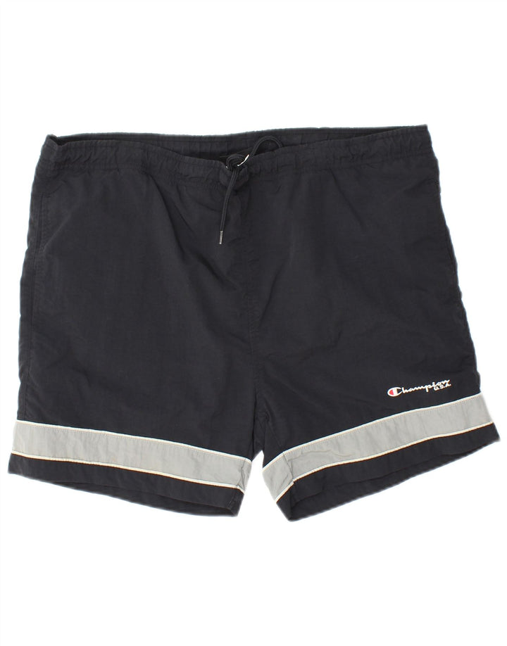 Shorts esportivos masculinos CHAMPION grande poliamida colorblock preto