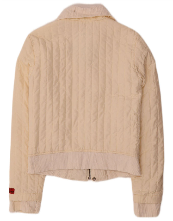 Jaqueta acolchoada feminina Diesel UK 12 poliéster branco médio