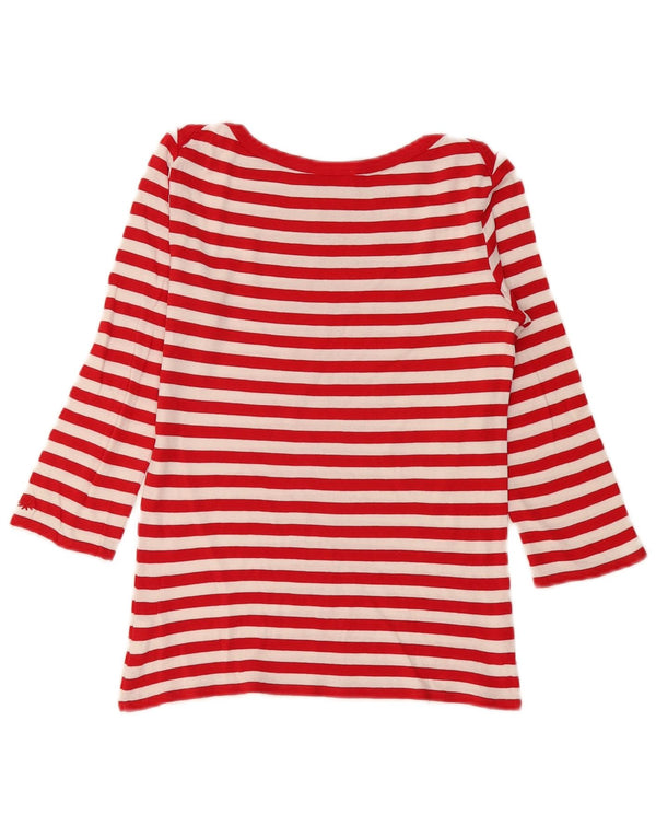 Top feminino Benetton manga 3/4 UK 6 XS algodão listrado vermelho