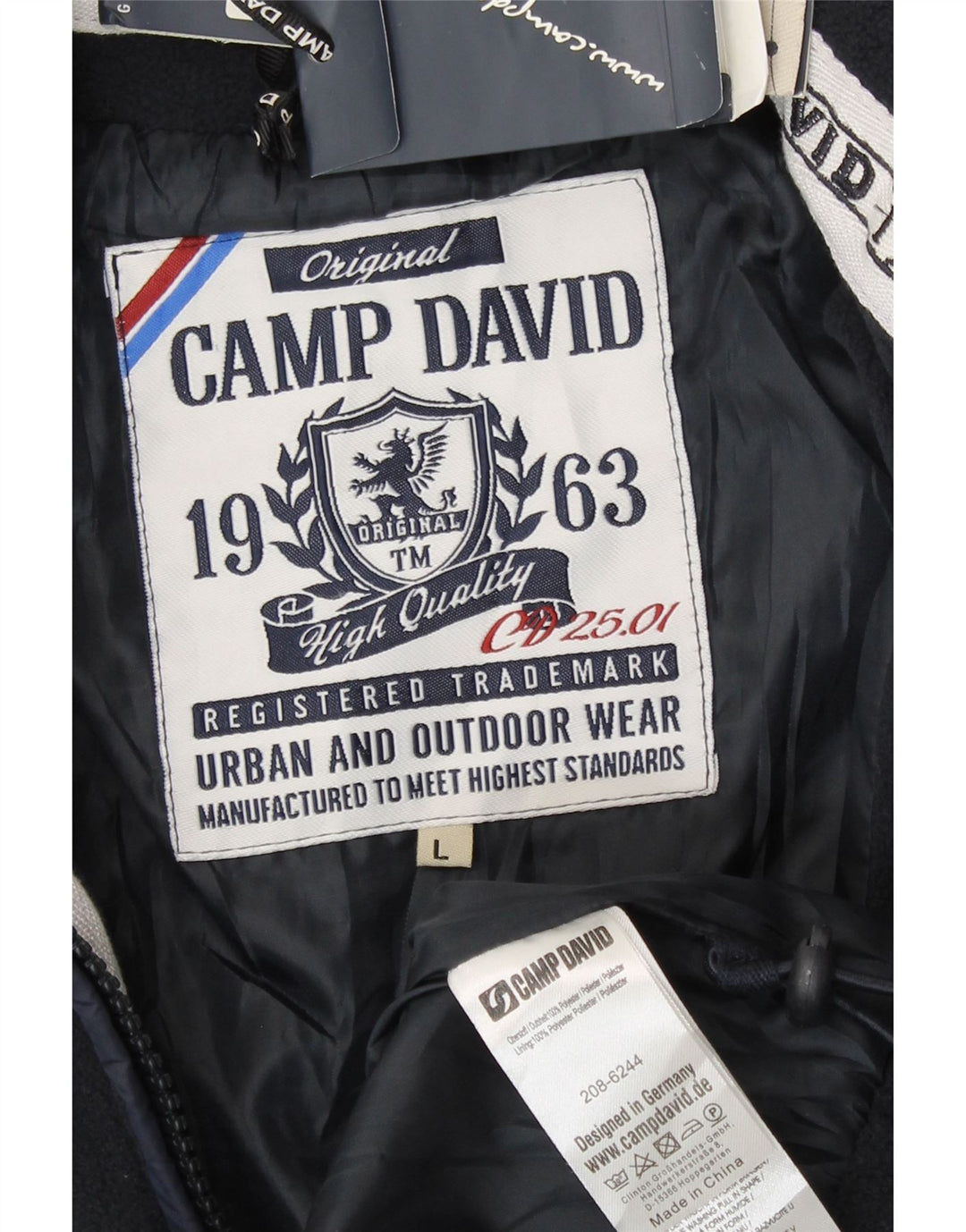 Jaqueta bomber masculina Camp David Graphic UK 40 grande bloco colorido azul marinho