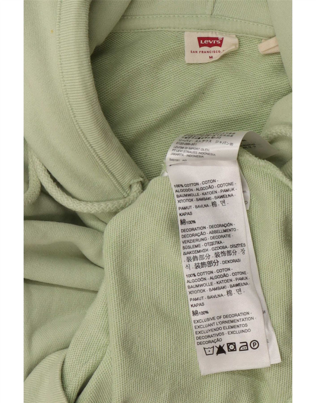 Moletom com capuz feminino Levi's UK 14 algodão verde médio