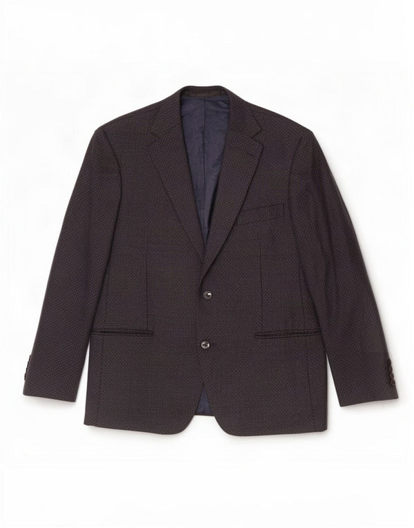 Jaqueta blazer masculina de 2 botões Marks & Spencer Reino Unido 42 grande azul marinho geométrico