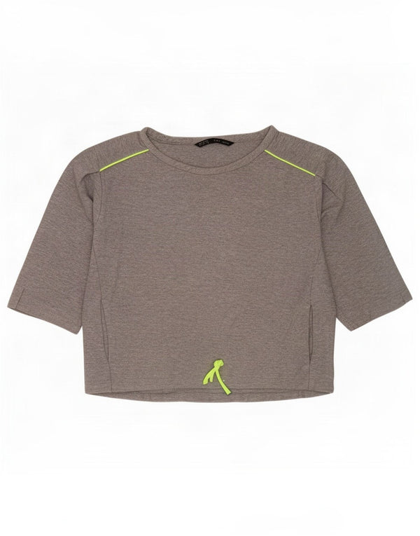 Zara Suéter feminino manga 3/4 Reino Unido 14 cinza médio