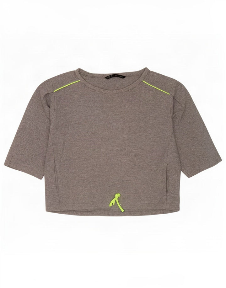 Zara Suéter feminino manga 3/4 Reino Unido 14 cinza médio