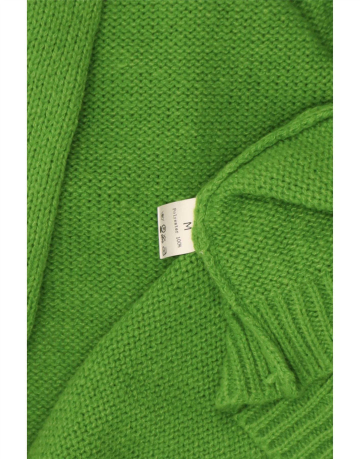 Camisola aberta do cardigan do espinhel das mulheres do vintage poliéster verde médio Reino Unido 14