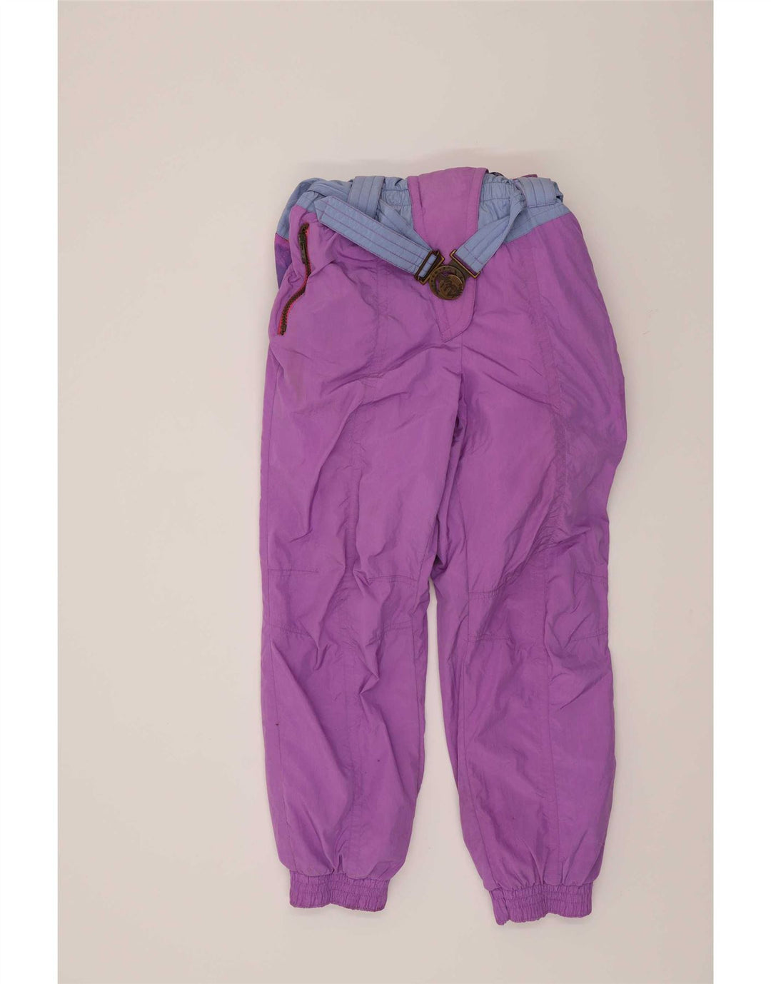 Macacão de esqui feminino Ninety Eight UK 14 médio roxo colorblock retrô