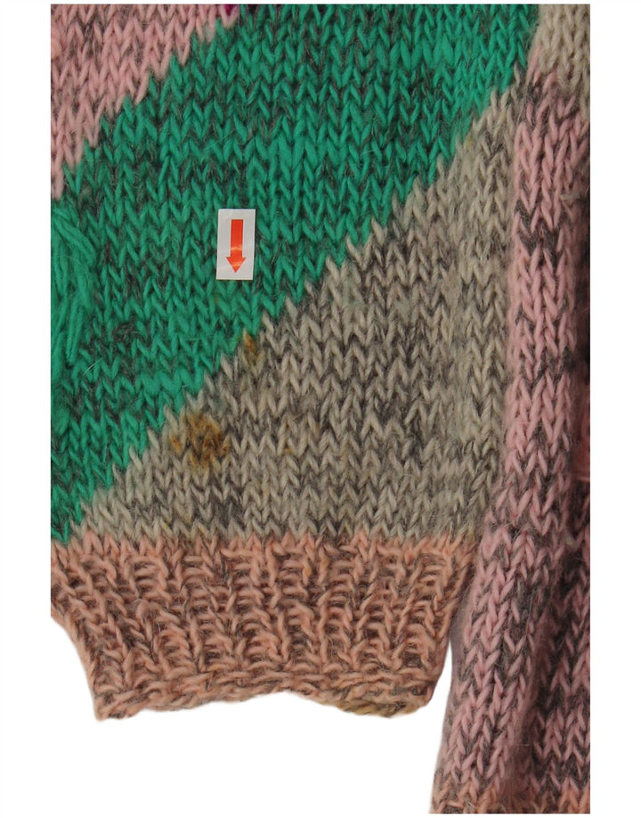 Suéter feminino VINTAGE com gola canoa UK 18 XL multicolorido floral