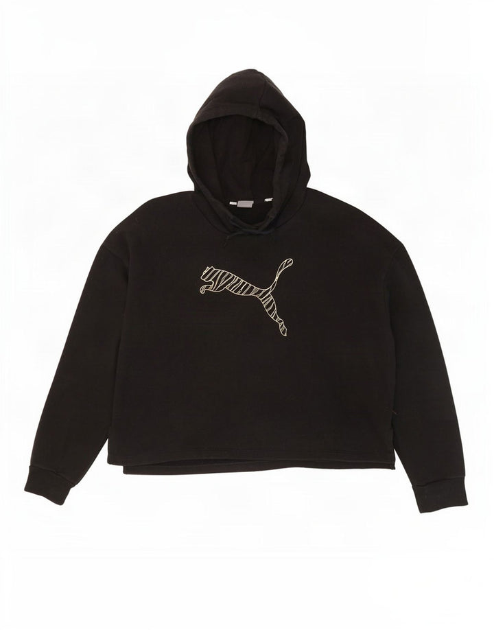 Puma Mens Graphic Oversized Hoodie Jumper UK 14 Médio Algodão Preto