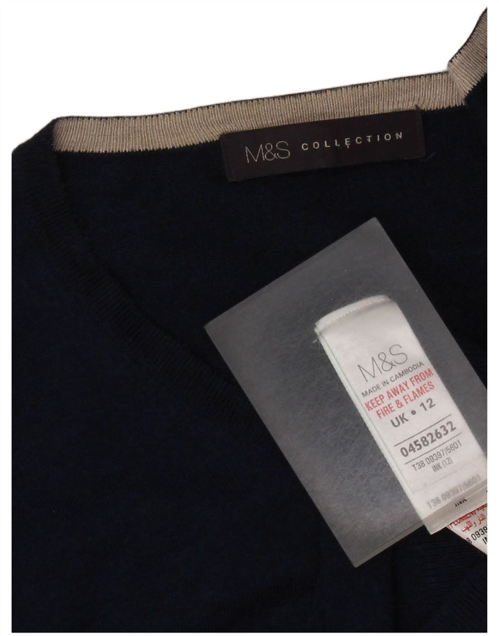 Suéter cardigã feminino Marks & Spencer UK 12 viscose azul marinho médio