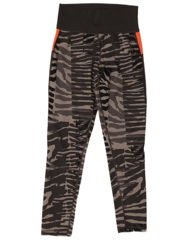Adidas Womens Climalite Leggings UK 12 Médio Cinza Animal Print