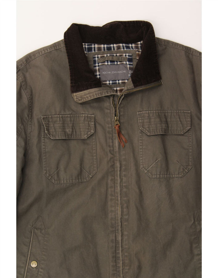 Jaqueta bomber masculina JOHN ROCHA Reino Unido 40 grande algodão cinza