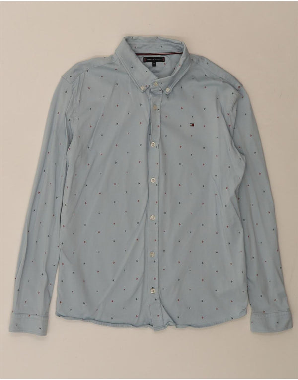 TOMMY HILFIGER Boys Graphic Shirt 15-16 Years Blue Spotted Cotton