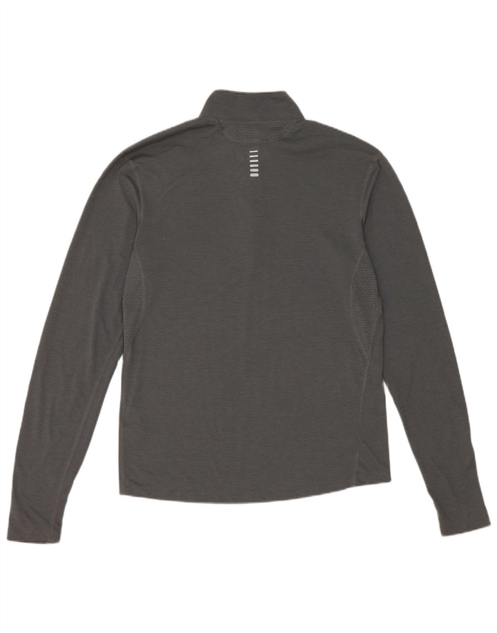 Under Armour Masculino Heat Gear Zip Neck Top Manga Longa Pequena Cinza Poliéster