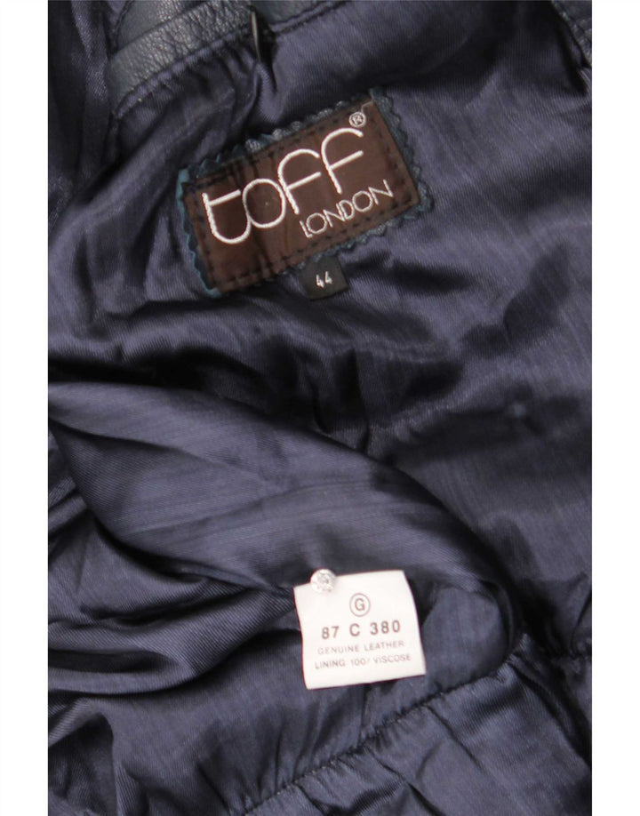 Jaqueta de couro masculina vintage UK 44 2XL azul marinho
