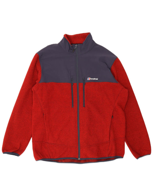 Jaqueta de lã masculina Berghaus UK 44 2XL poliéster colorblock vermelho