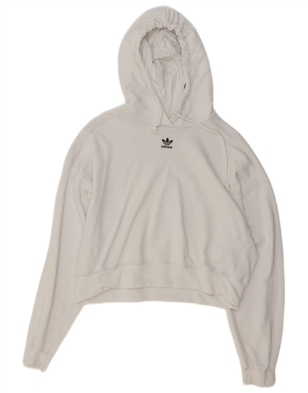 ADIDAS Womens Oversized Crop Hoodie Jumper Reino Unido 10 Pequeno Algodão Branco