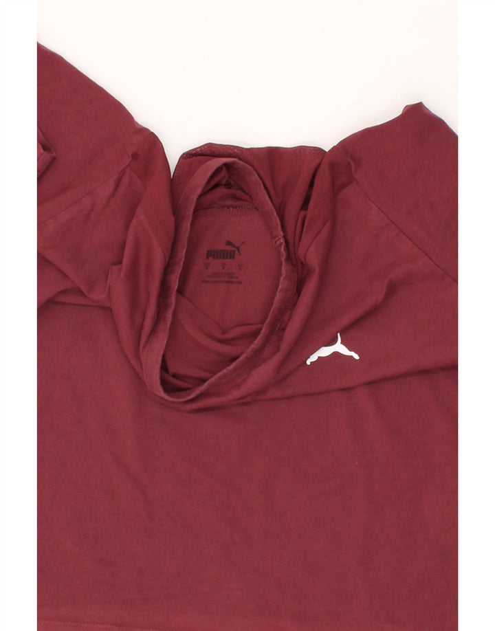 PUMA Womens Crop T-Shirt Top UK 10 Small Burgundy Cotton Vintage Puma and Second-Hand Puma from Messina Hembry 