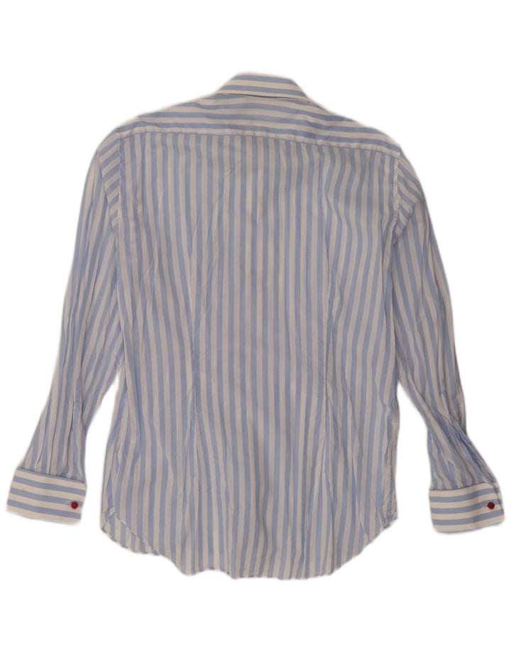 Camisa masculina vintage grande algodão listrado azul
