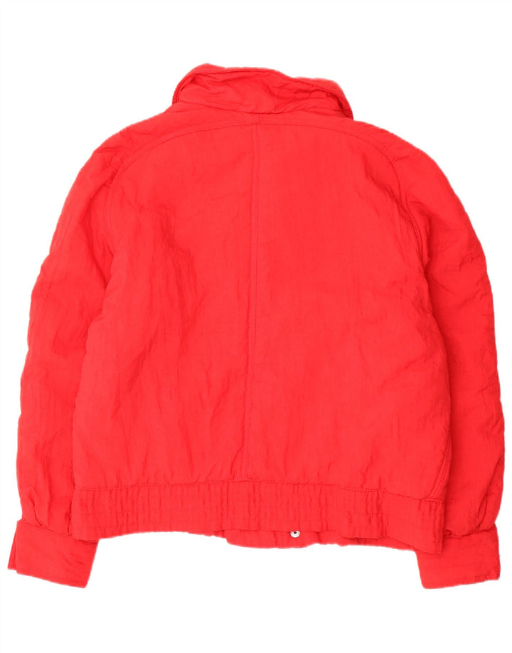 Jaqueta acolchoada superdimensionada feminina vintage UK 10 nylon vermelho pequeno