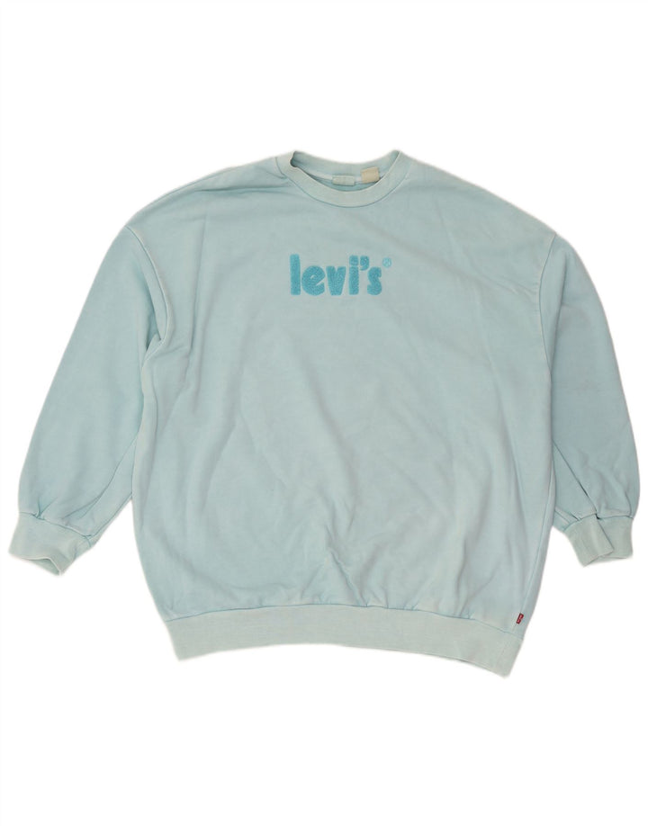 Levi's Mens Graphic Loose Fit Moletom Jumper Pequeno Algodão Turquesa