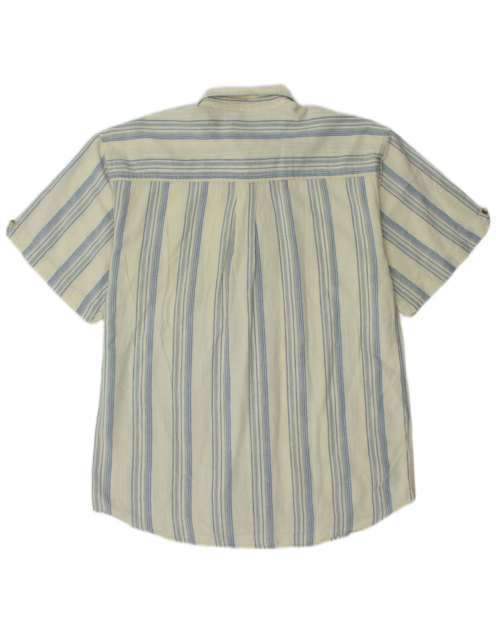 Camisa masculina VINTAGE de manga curta listrada azul grande