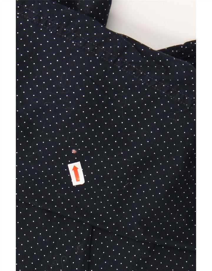 Camisa alta masculina J. CREW XL algodão manchado azul marinho