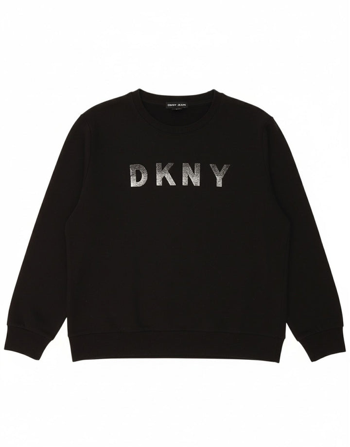Suéter gráfico feminino DKNY UK 18 XL algodão preto