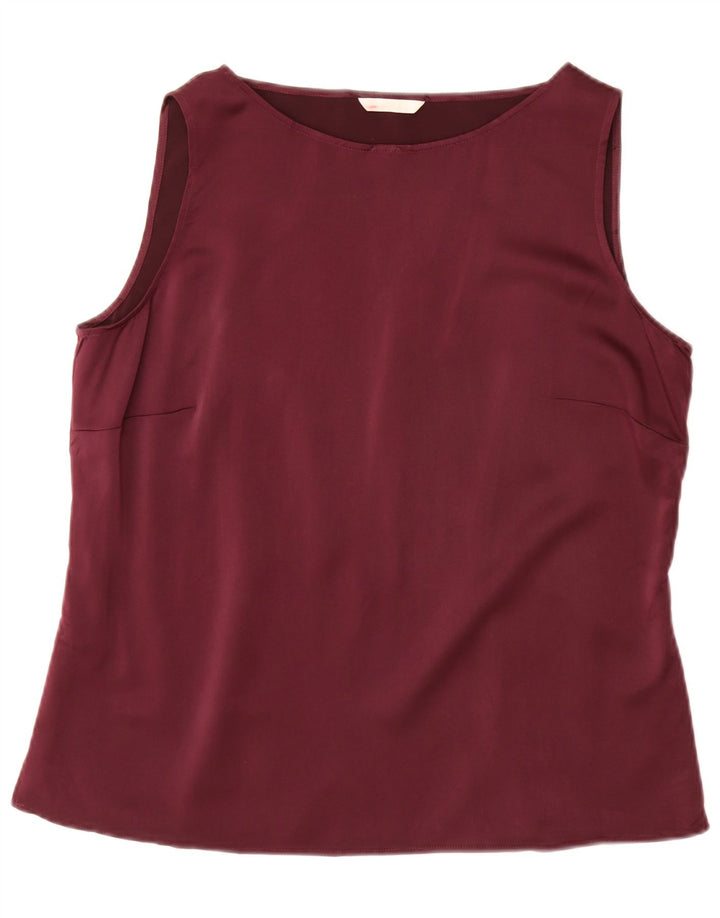 Blusa feminina sem mangas Marks & Spencer Reino Unido 18 XL Borgonha poliéster