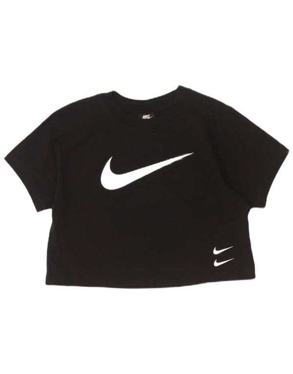 Camiseta feminina Nike Crop Graphic Top UK 16 grande algodão preto