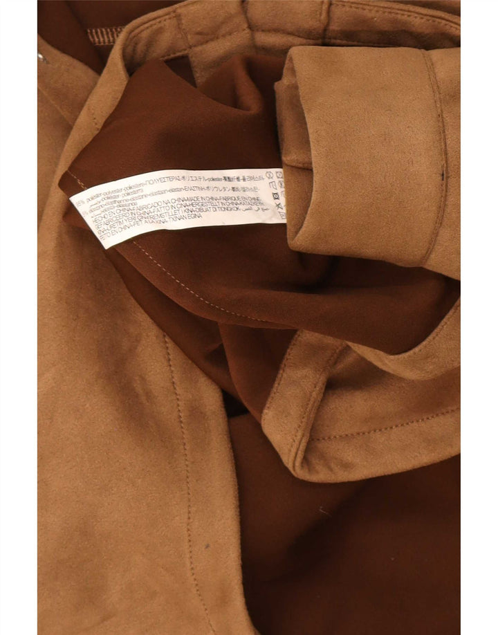 Zara Camisa masculina com capuz lenhador poliéster marrom médio