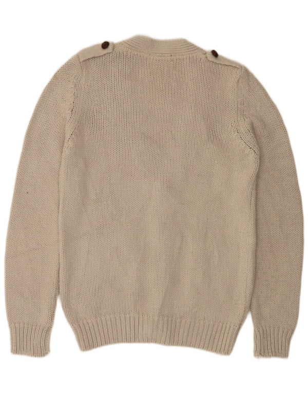 Zara Suéter Cardigan Masculino Grande Acrílico Bege