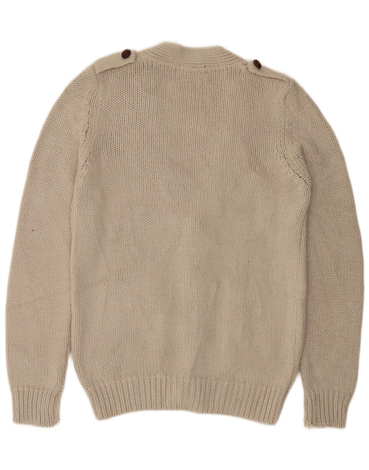 Zara Suéter Cardigan Masculino Grande Acrílico Bege