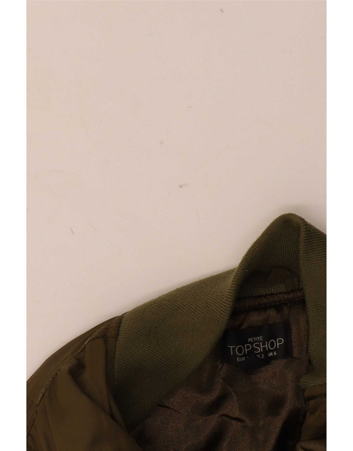 Jaqueta bomber feminina Topshop UK 6 XS cáqui poliéster