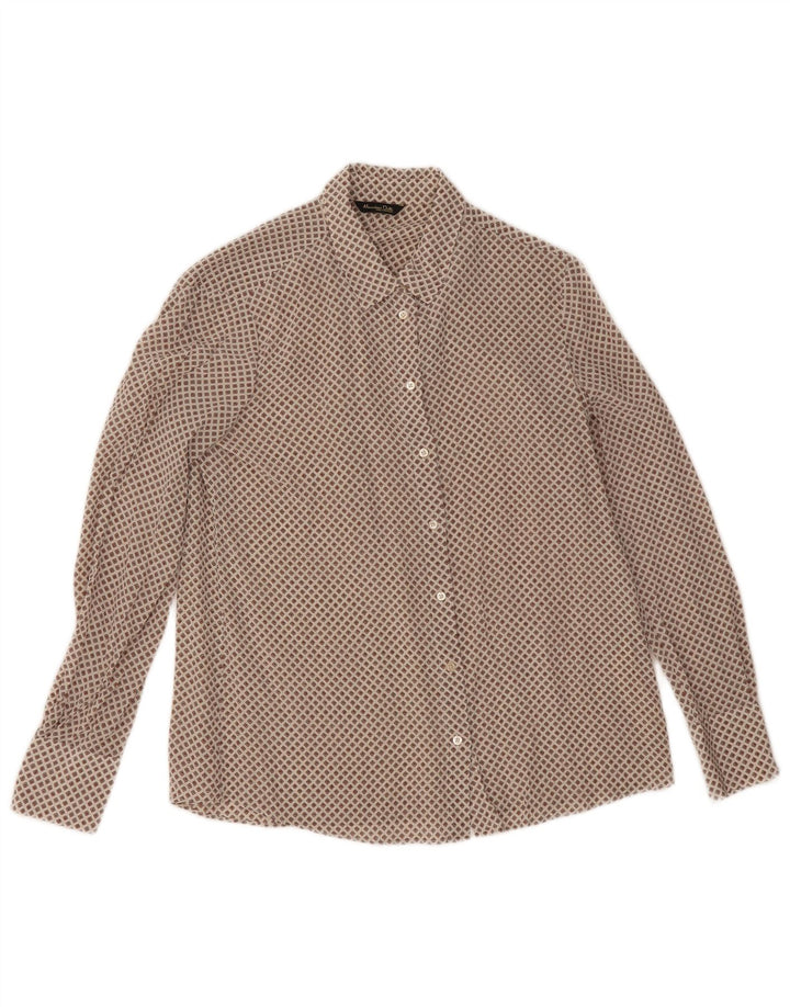 Blusa feminina Massimo Dutti UE 38 pequena seda geométrica bege
