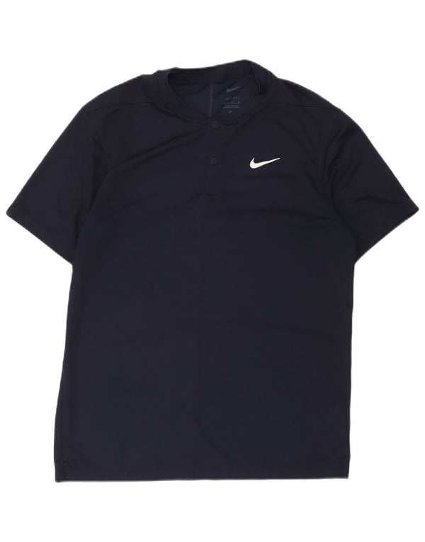 Camiseta Nike Masculina Dri Fit Top Médio Azul Marinho Poliéster